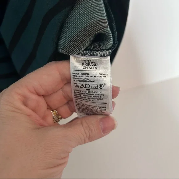 Old Navy Green & Black Striped Long Sleeve Short Dress - NWT - Size Small - Picture 6 of 7